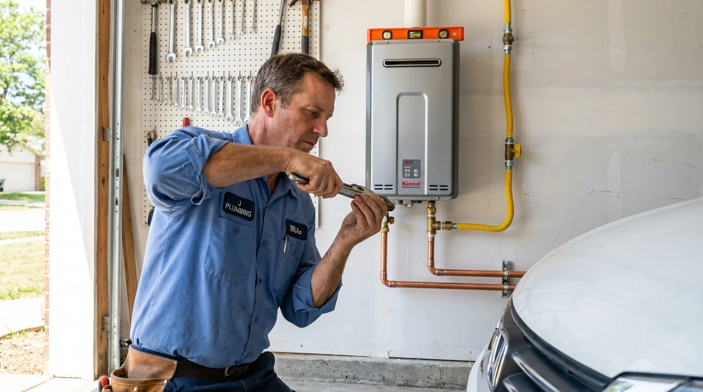 Tankless water heater installation by a Johns Plumbing LLC plumber in Powell